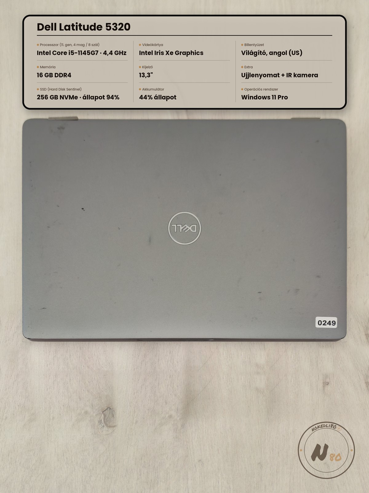 249 Dell Latitude 5320 i5-1145G7, 16GB RAM, 256GB SSD – 1. kép