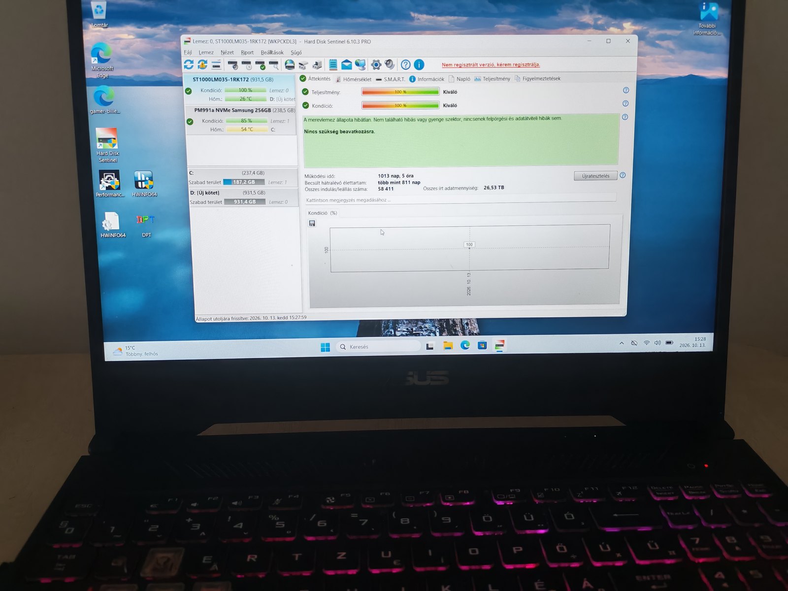 610 ASUS TUF Gaming FX505DT Ryzen 7 3750H, 16GB RAM, 256GB SSD + 1TB HDD, GTX 1650 – 5. kép