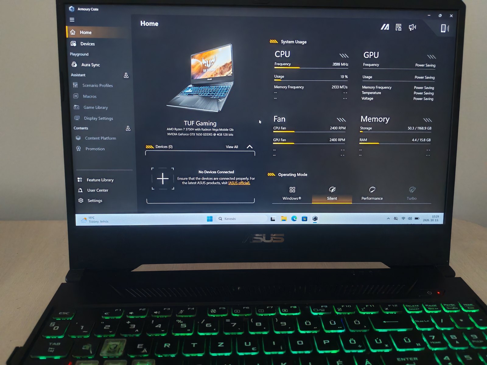610 ASUS TUF Gaming FX505DT Ryzen 7 3750H, 16GB RAM, 256GB SSD + 1TB HDD, GTX 1650 – 6. kép
